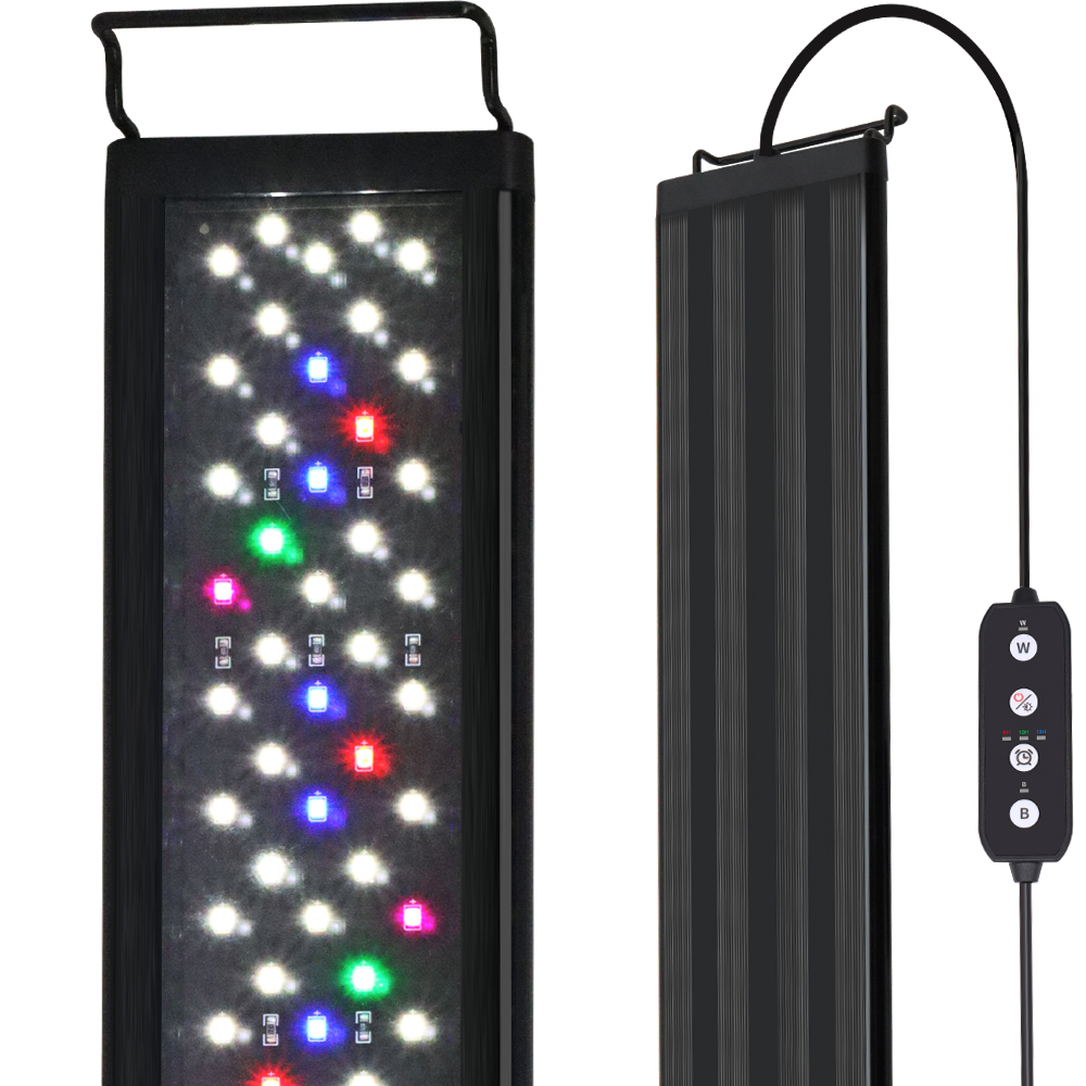 Aquarium Planted Tank Light - 12-30インチ水槽用フルスペクトルLEDライト、タイマーとメモリ機能付き、水草育成ライト100-240V