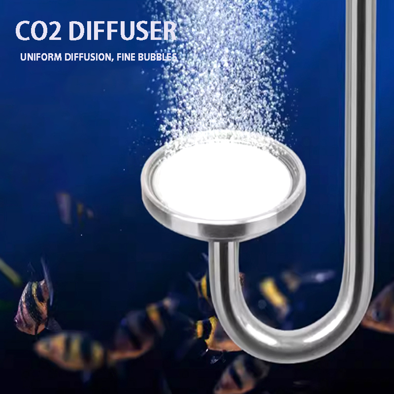 Aquarium Plant - 水族館のCO2ネブライザー,アルミニウム合金,セラミックプレート,吸盤,CO2ディフューザー,水槽,CO2ジェネレーター,水生植物,噴霧器