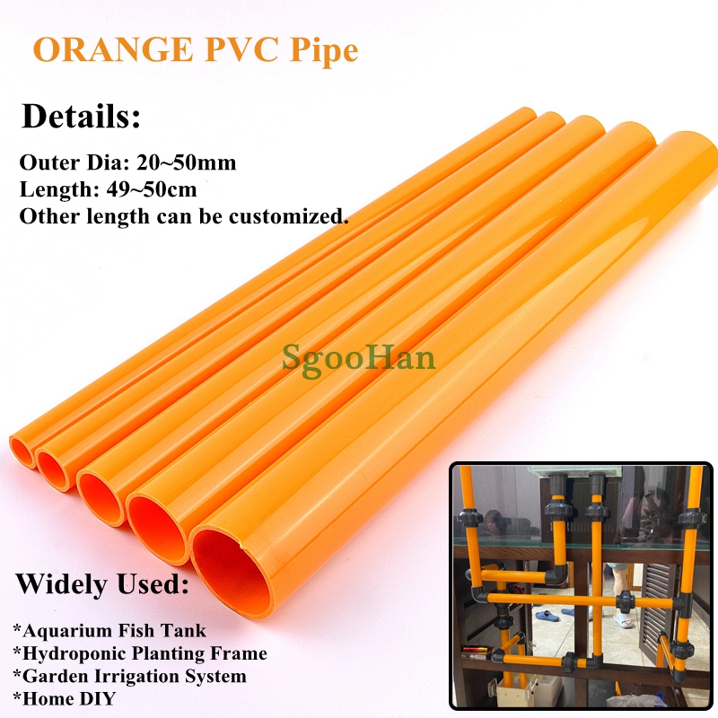 Planted Aquarium Youtube - Pvc水族館パイプ,オレンジ色,外径20〜50mm,2個,庭の灌漑,水耕栽培フレーム,長さ49〜50cm