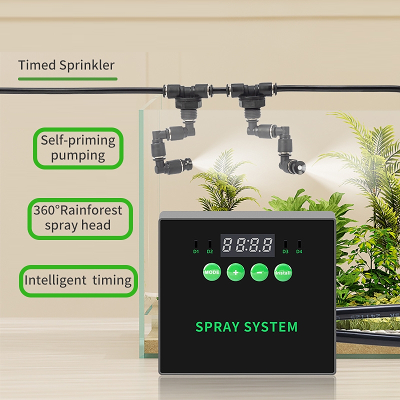 Planted Aquarium Tank Kit - 水植物水族館熱帯雨林水槽植物タイミングスプレーヤー爬虫類加湿インテリジェントスプレーヤーシステムキットEU