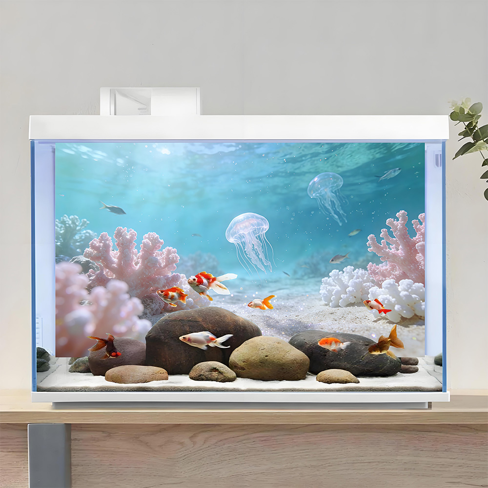 白い砂浜とピンクのサンゴ、水槽ステッカー、水槽風景装飾、水槽 - Aquarium Sand White のレビューと価格