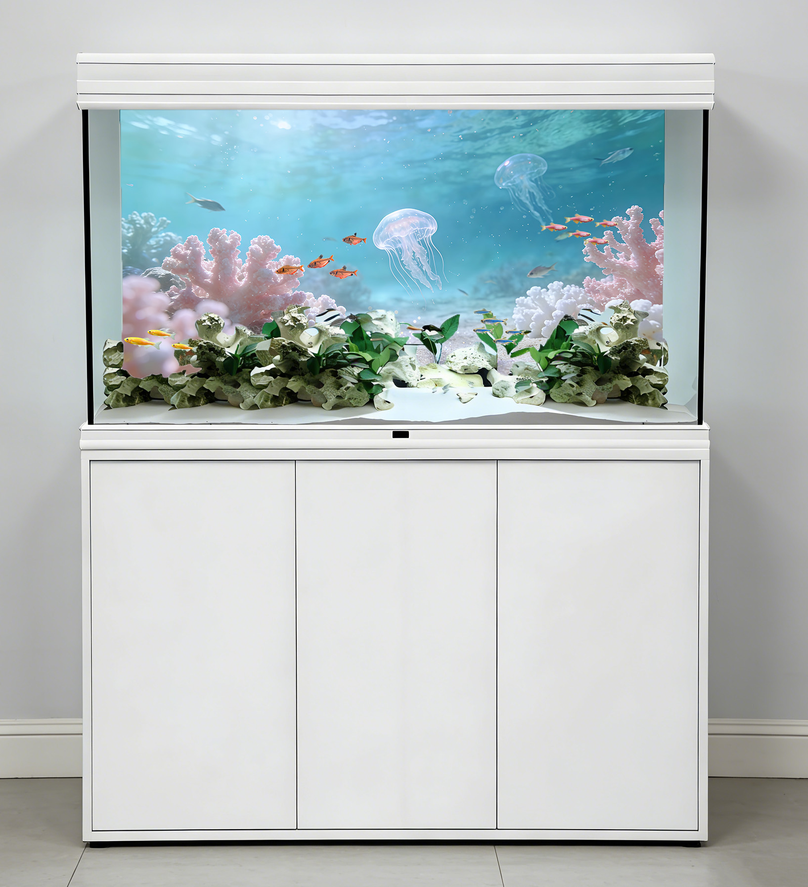 白い砂浜とピンクのサンゴ、水槽ステッカー、水槽風景装飾、水槽 - Aquarium Sand White のレビューと価格