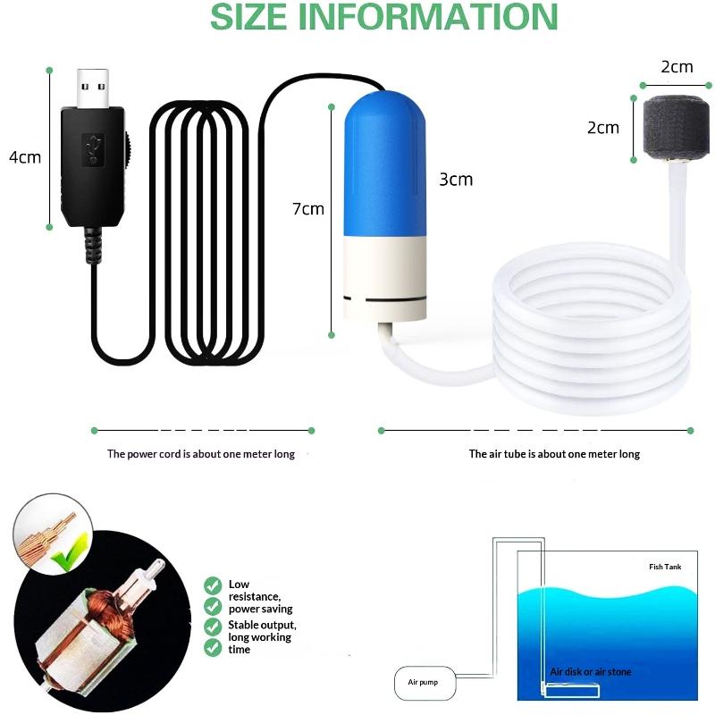 小型水槽用エアポンプ、省エネ1W設計、エアストーン付きで水槽 - Aquarium Lily Pipe のレビューと価格