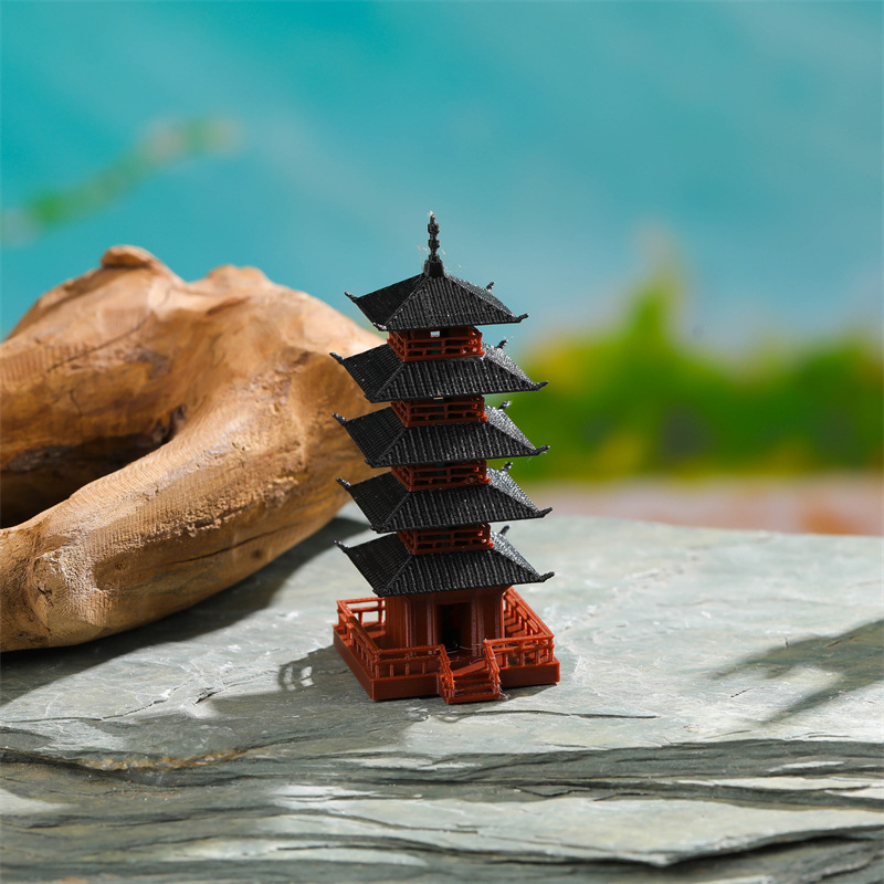 庭の水族館盆栽装飾ミニ塔像中国古代建物モデルパビリオン装飾シ - Aquarium Planting のレビューと価格