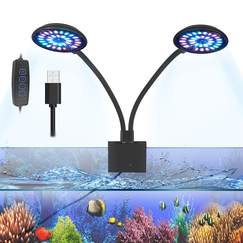 USB 水族館 LED ライト水槽クリップランプフルスペクト - Aquarium Planted Tank Light のレビューと価格